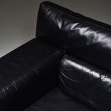 Black Leather Italian design Cini Boeri 'Brigadier' loveseats for Knoll - 1980s