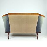 Unique Biedermeier sofa in original fabric and walnut veneer, Vienna, Austria circa 1825