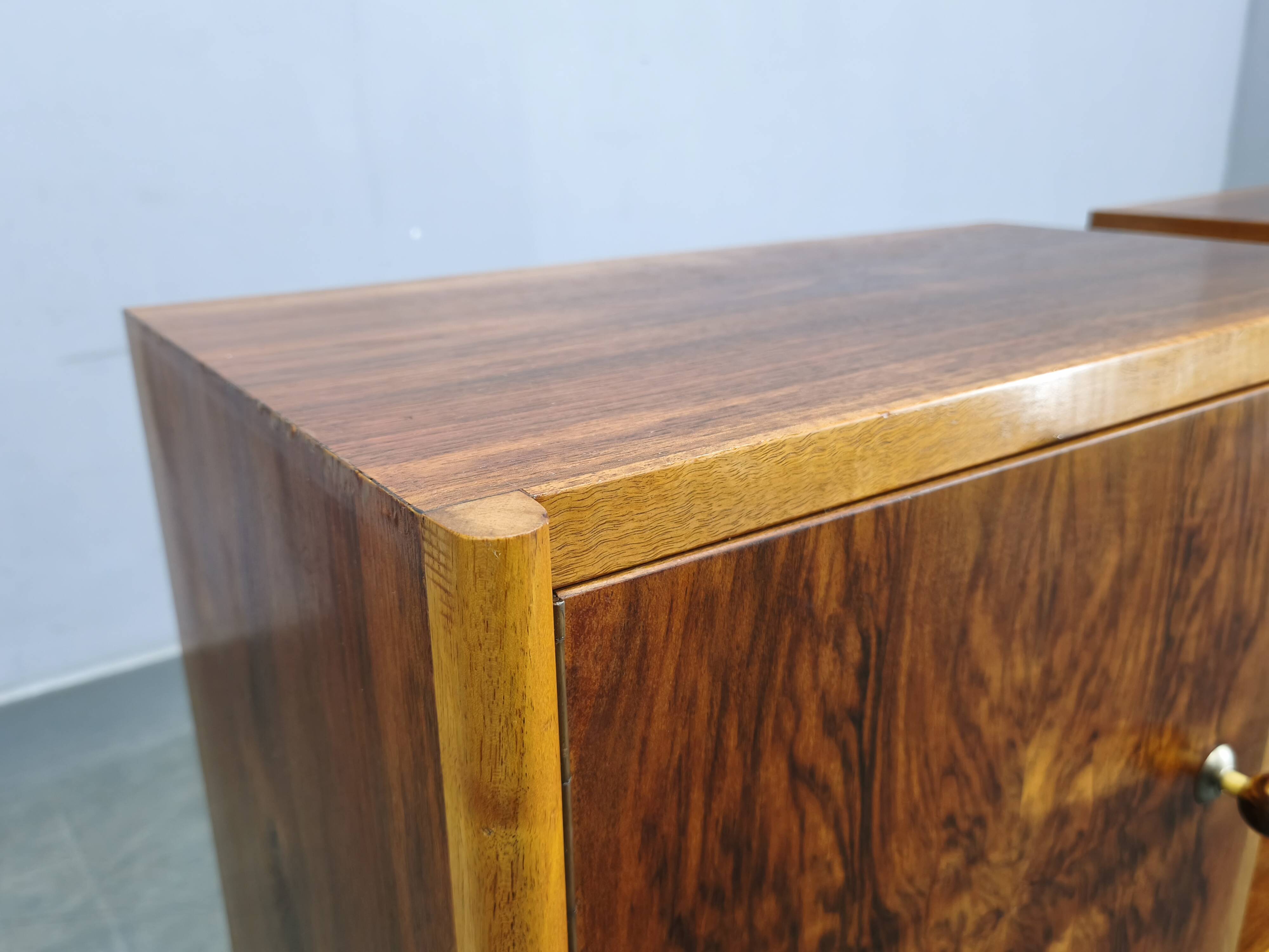 Pair of Italian Mid-Century Walnut Nightstands, 1950s