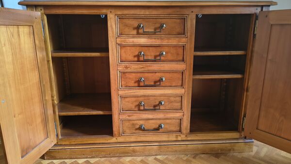 Meuble bas buffet rangement merisier massif Louis Philippe