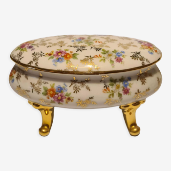 Limoges porcelain bonbonnière signed P & Cie Floral motif