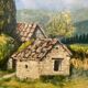 Painting of Mont Ventoux signed Lasimone in gilded wooden frame