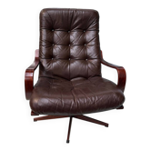 Scandinavian brown leather armchair