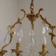 Mid Century Louis XV style cage chandelier - 6 arms - Brass and Crystal