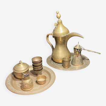 Oriental coffee and tea service in brass