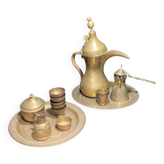 Oriental coffee and tea service in brass