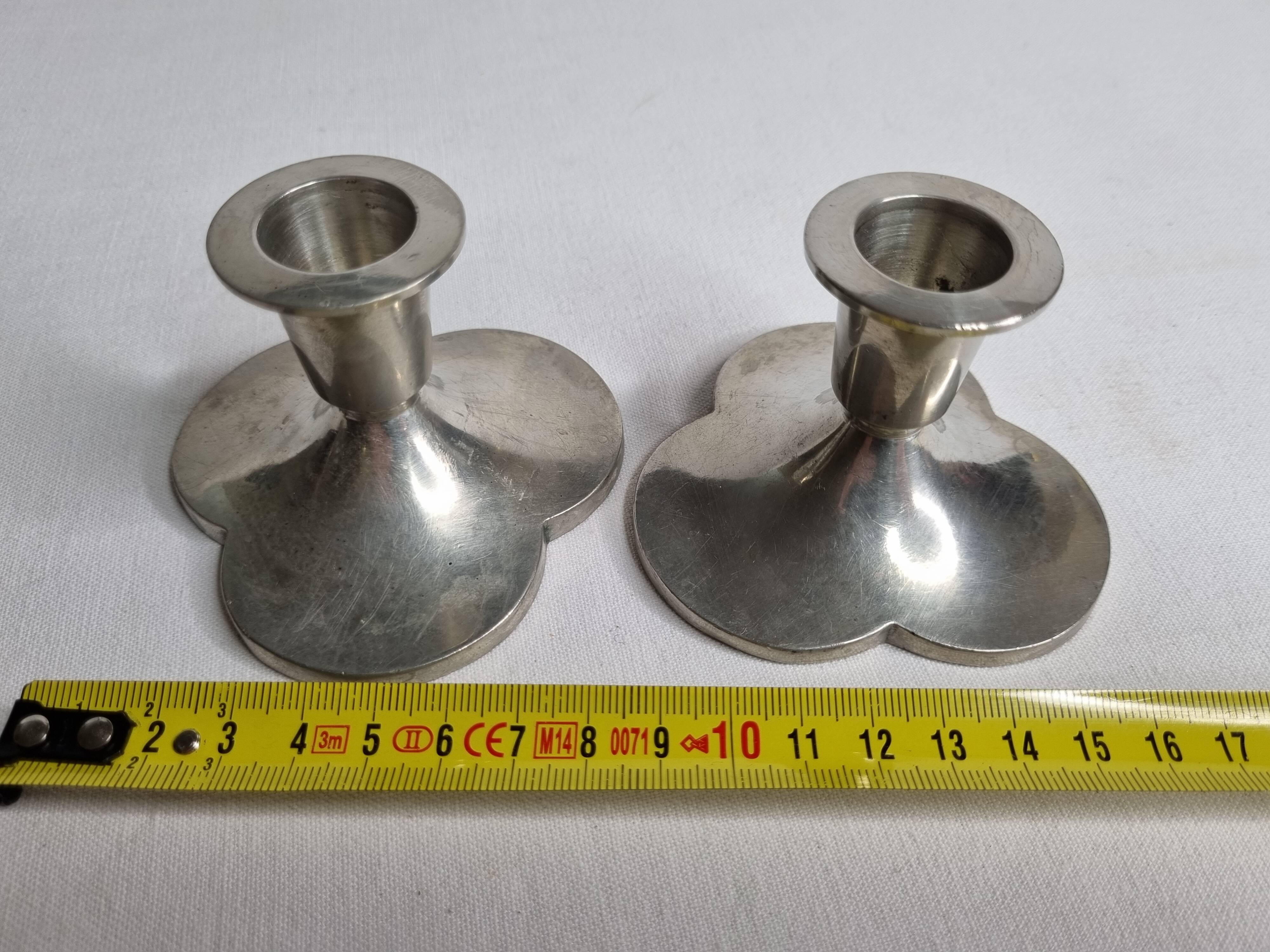 Pair of Just Andersen designer candlesticks, Denmark