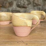 4 tasses à café en grès faites à la main