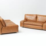 Bengodi vintage cognac leather sofas design Cini Boeri for arflex italy