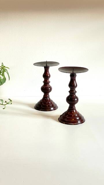 BOUGEOIRS Vintage Patinated Metal Candle Holders