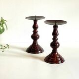 BOUGEOIRS Vintage Patinated Metal Candle Holders