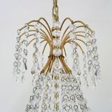 Grand et ancien lustre, plafonnier couronne en laiton, 7 étages, 6 feux