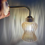 Vintage tulip angled wall light in amber glass