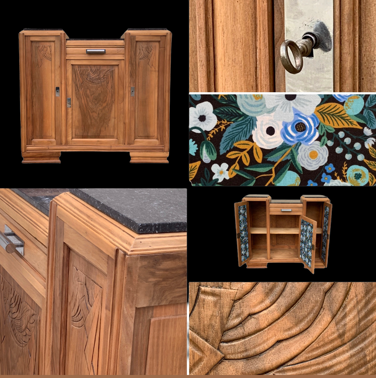 Parisian art deco buffet walnut brut massive 1920