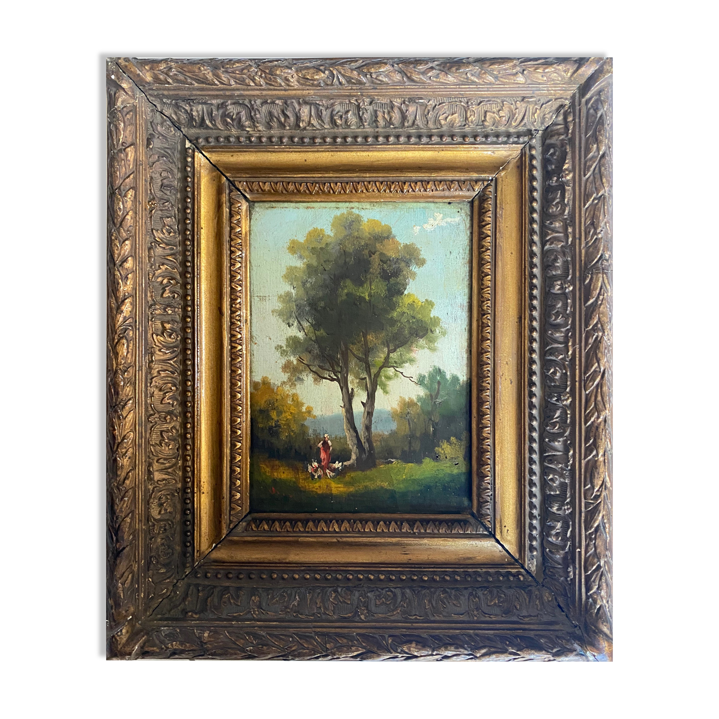 Table XIX° "Shepherdess and her hens" HSP & frame