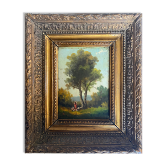 Table XIX° "Shepherdess and her hens" HSP & frame