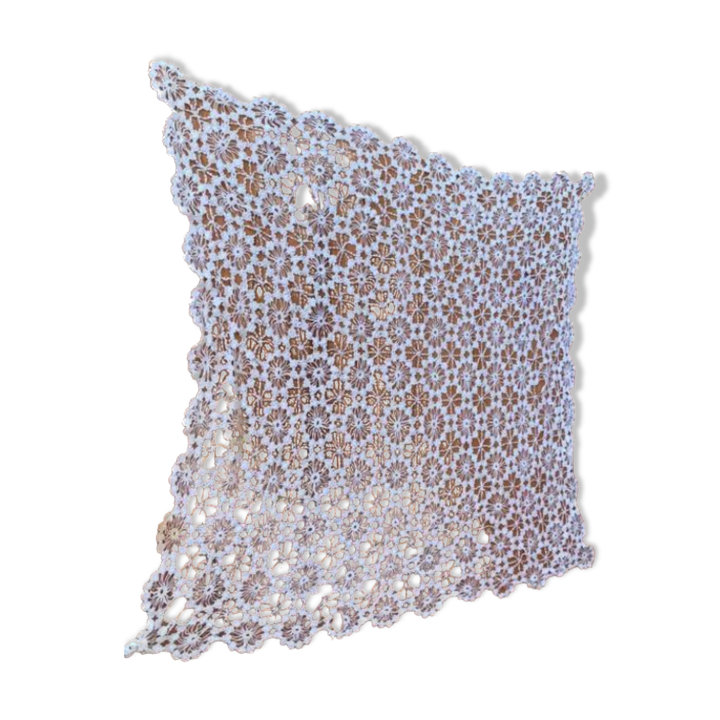 Nappe crochetée main en pur coton 108 cm x 100 cm