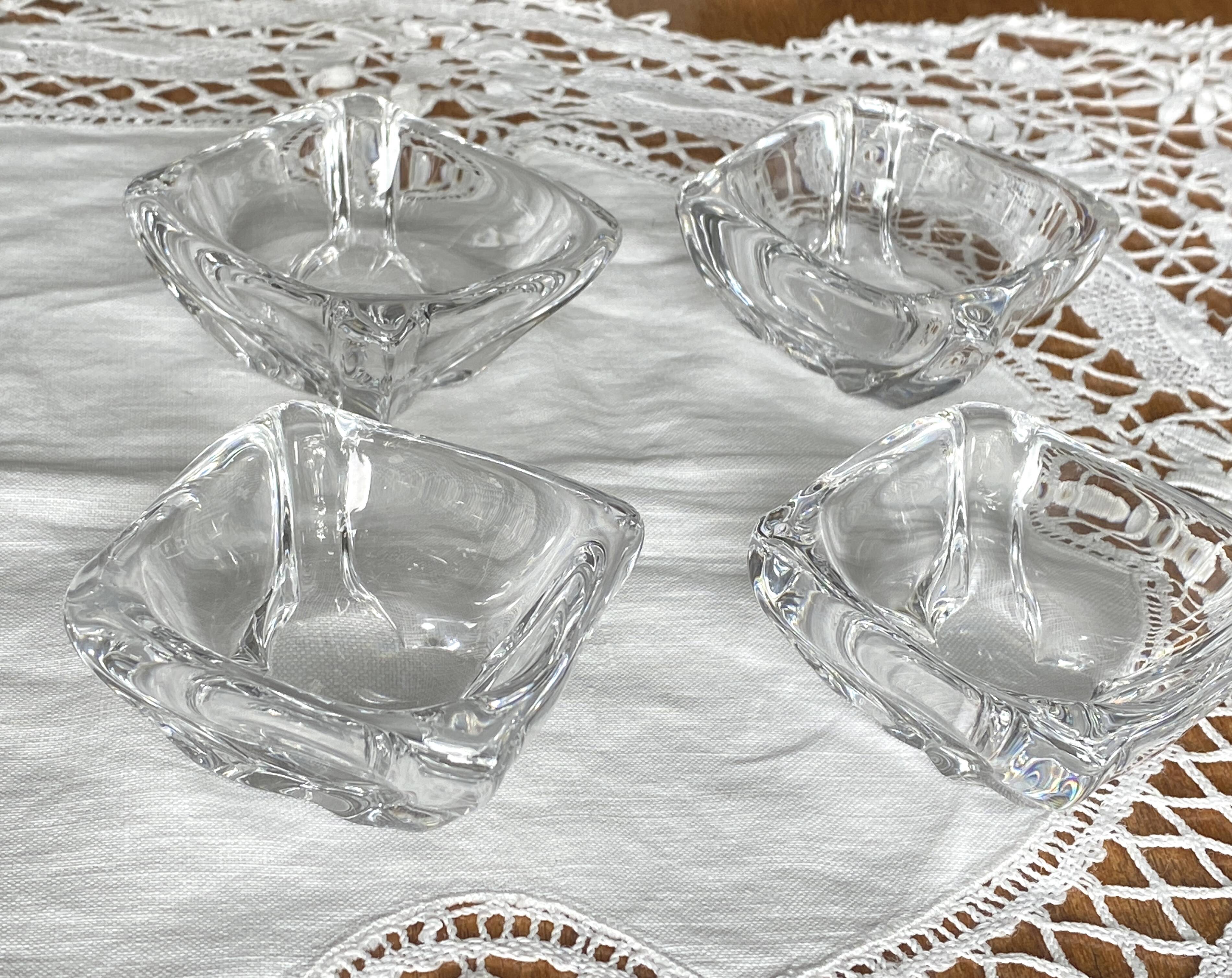 4 individual salt cellars in Daum Crystal, France