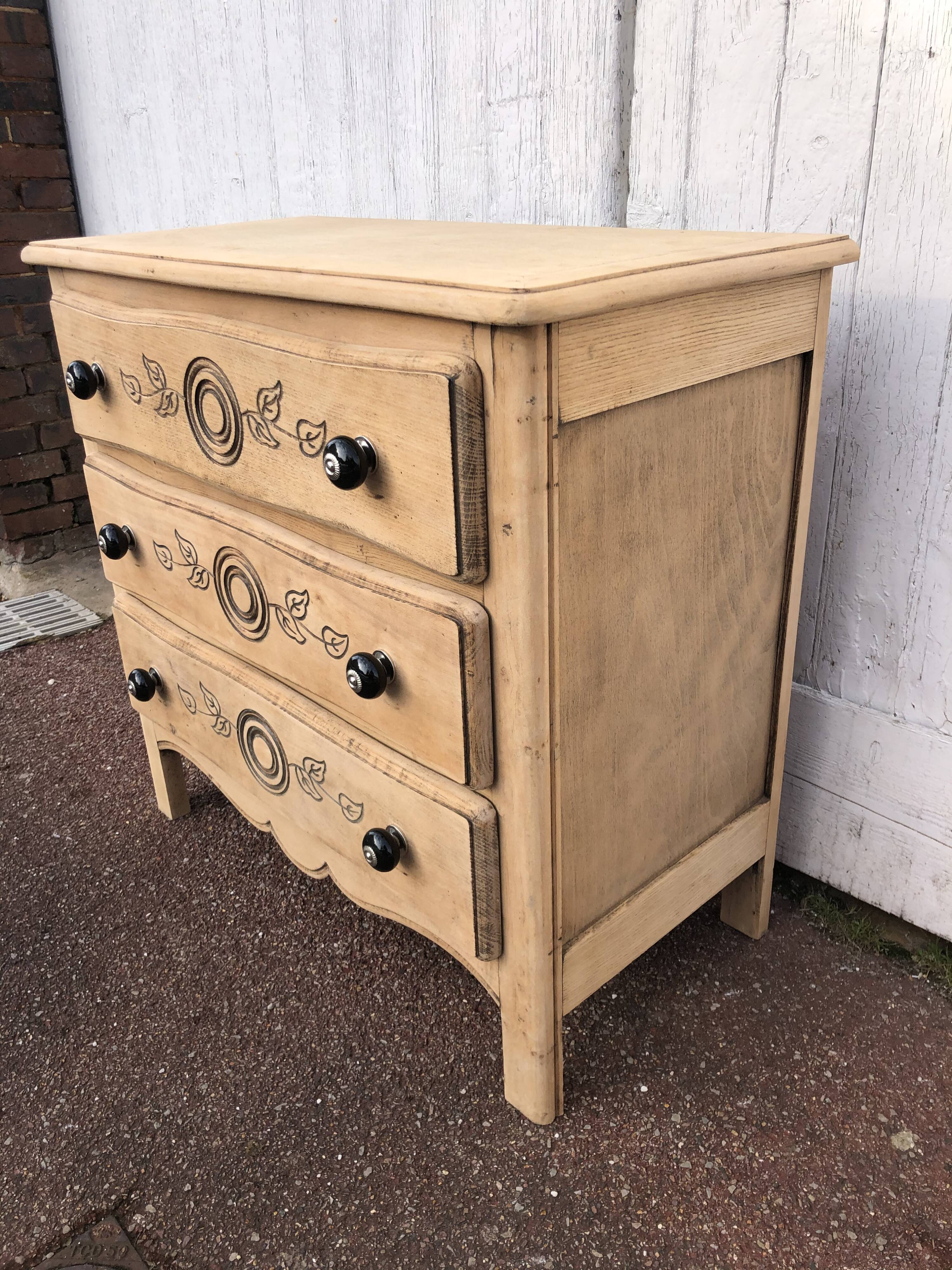 Commode 3 tiroirs vintage bois brut
