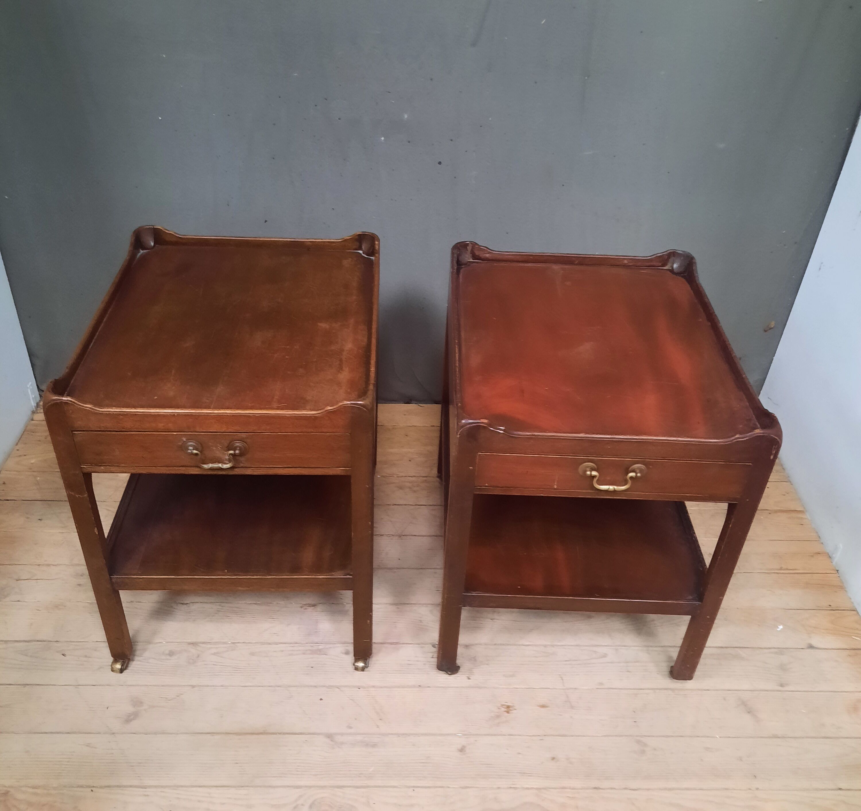 Pair of English mahogany sofa tips