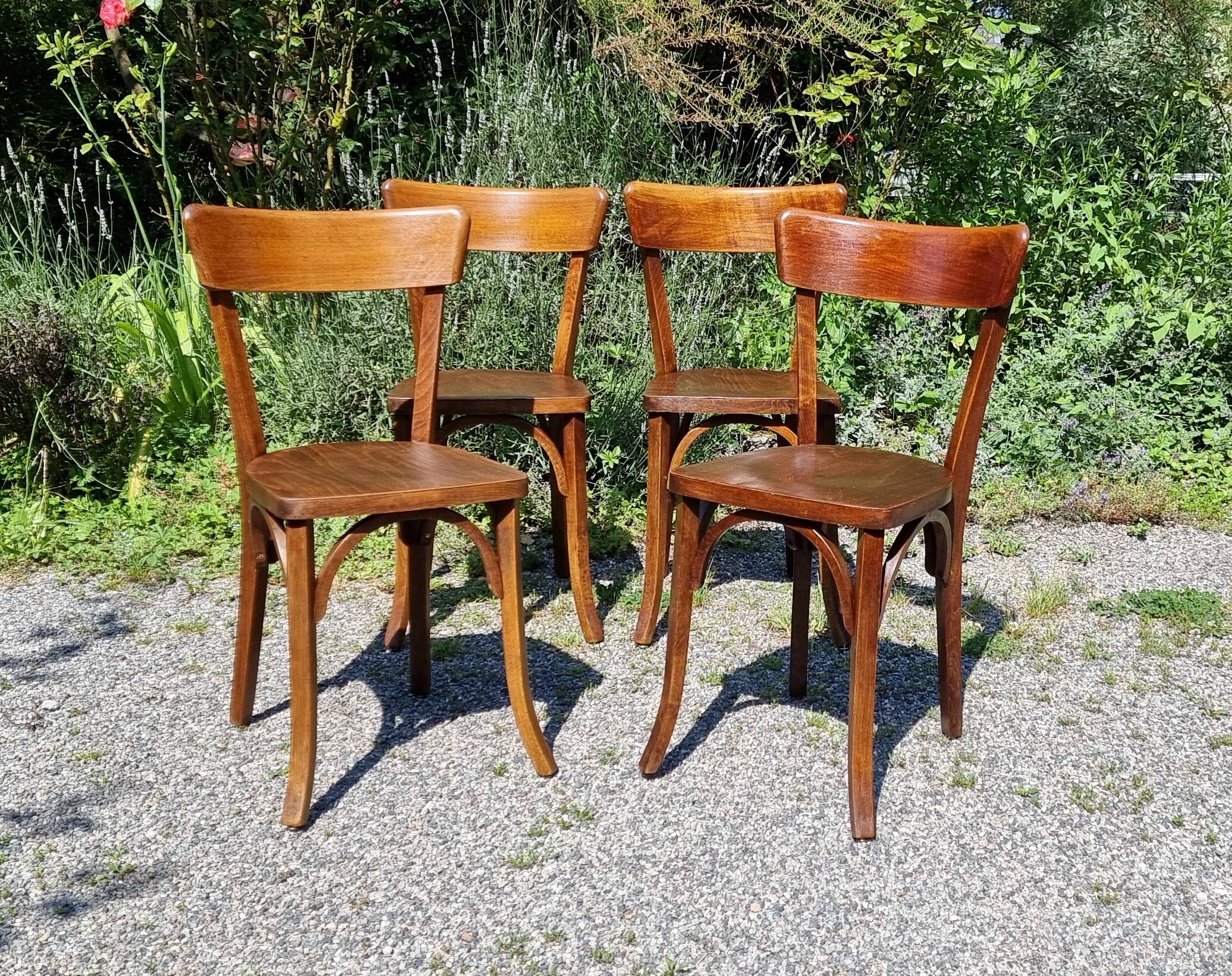 4 chaises bistrot comtoises années 60