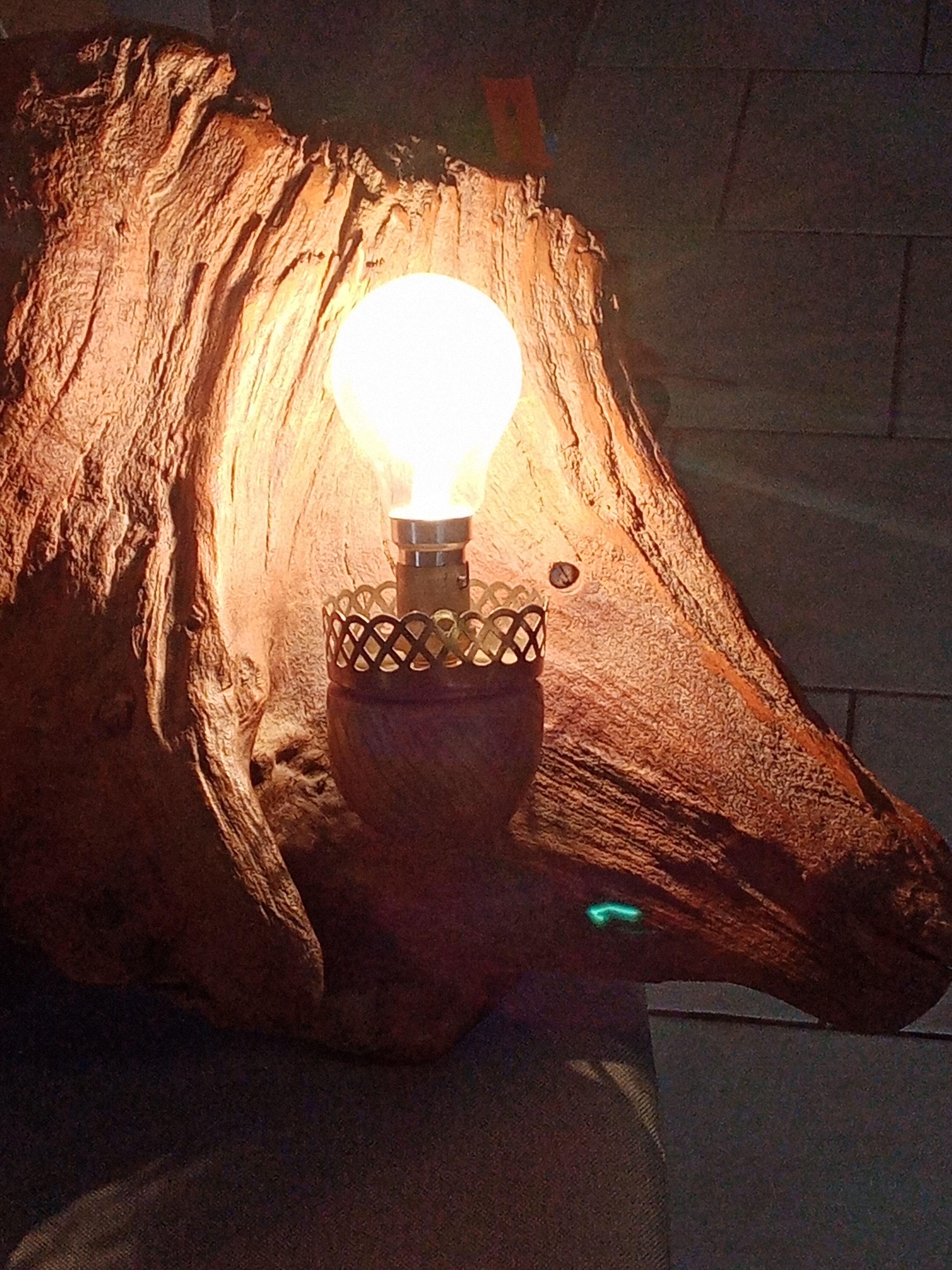 Pair of vintage brutalist wood wall lamp