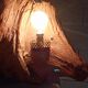 Pair of vintage brutalist wood wall lamp