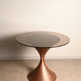 Copper table, smoked glass top from the 60s