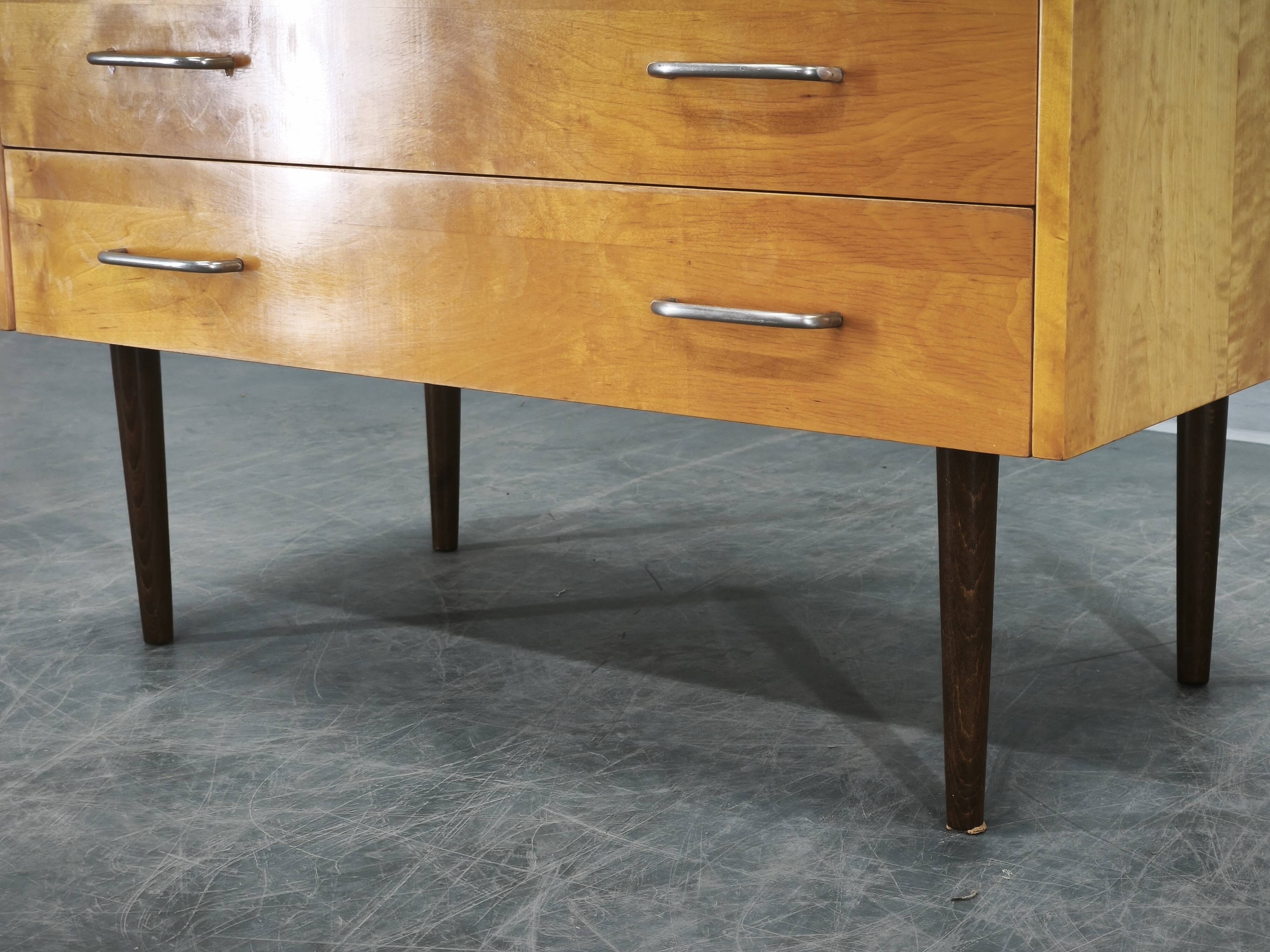 1970s UP Zavody Czech Mid Century Vanity Chest With Mirror