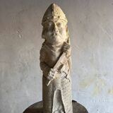 Set of two natural white plaster sculptures by Walter De Buck — figurative folkloric pair