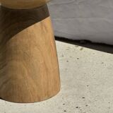 Natural solid mango side table (monoxyle) with conical legs.