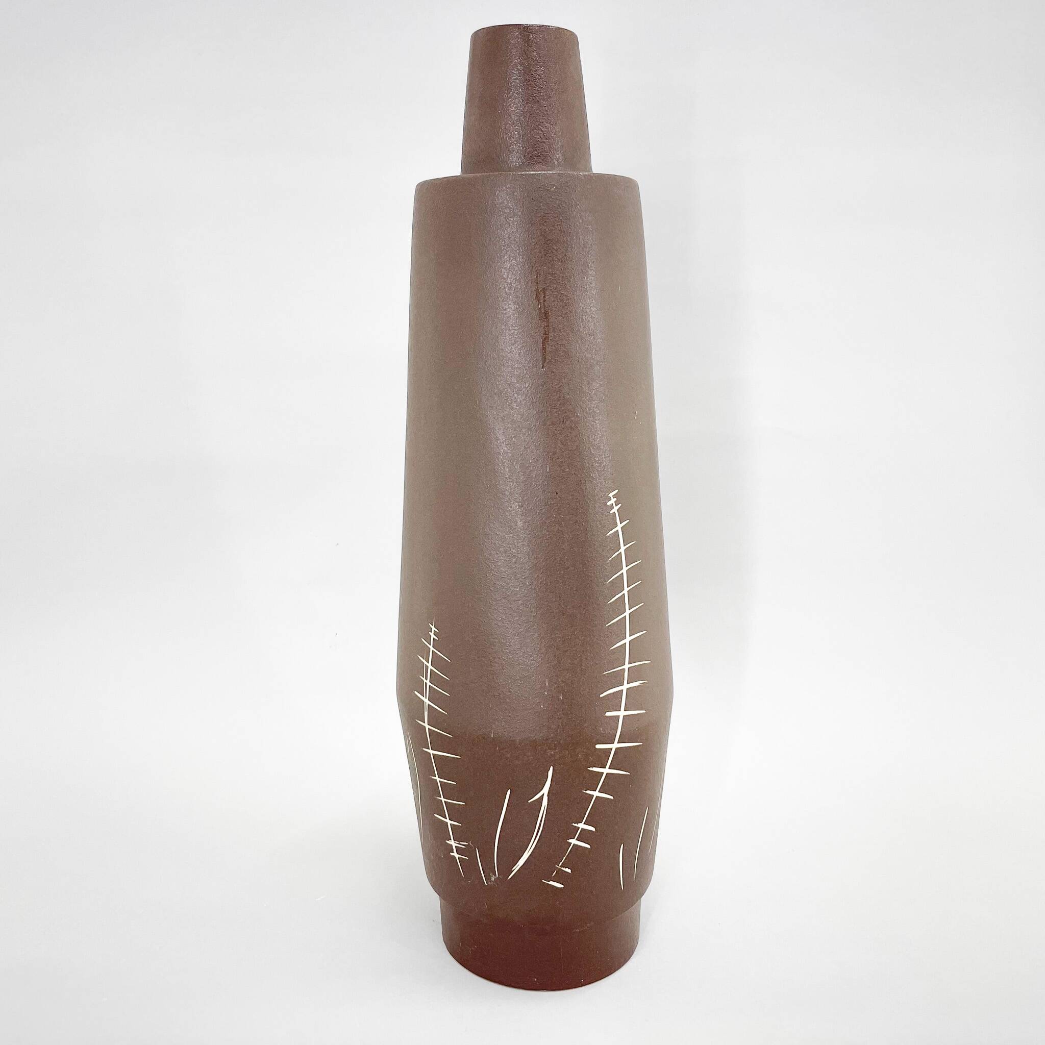 Large Mid-Century Ceramic Floor Vase by Jihokera Bechyne, Marked