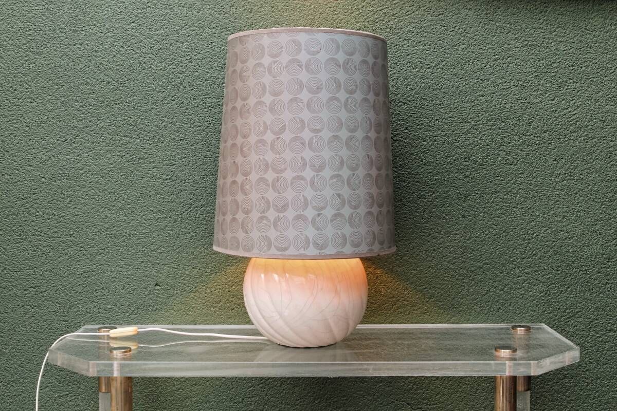 Twisted ball lamp in cracked ceramic, 1980s