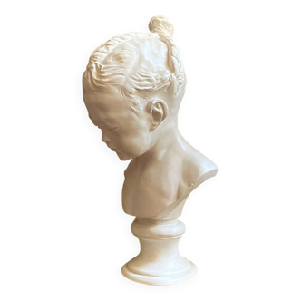 Sculpture en plâtre, buste d’enfant la boudeuse