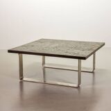 Ardesia Collection Square Slate Stone Coffee Table in Pia Manu Style, 1960s