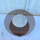 Round coffee table in smoked glass, chromed metal and wood, 1960s