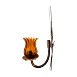 Raw metal wall lamp, Murano tulip