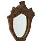 Old wooden hand mirror solid oak baroque flowers fish 39cm