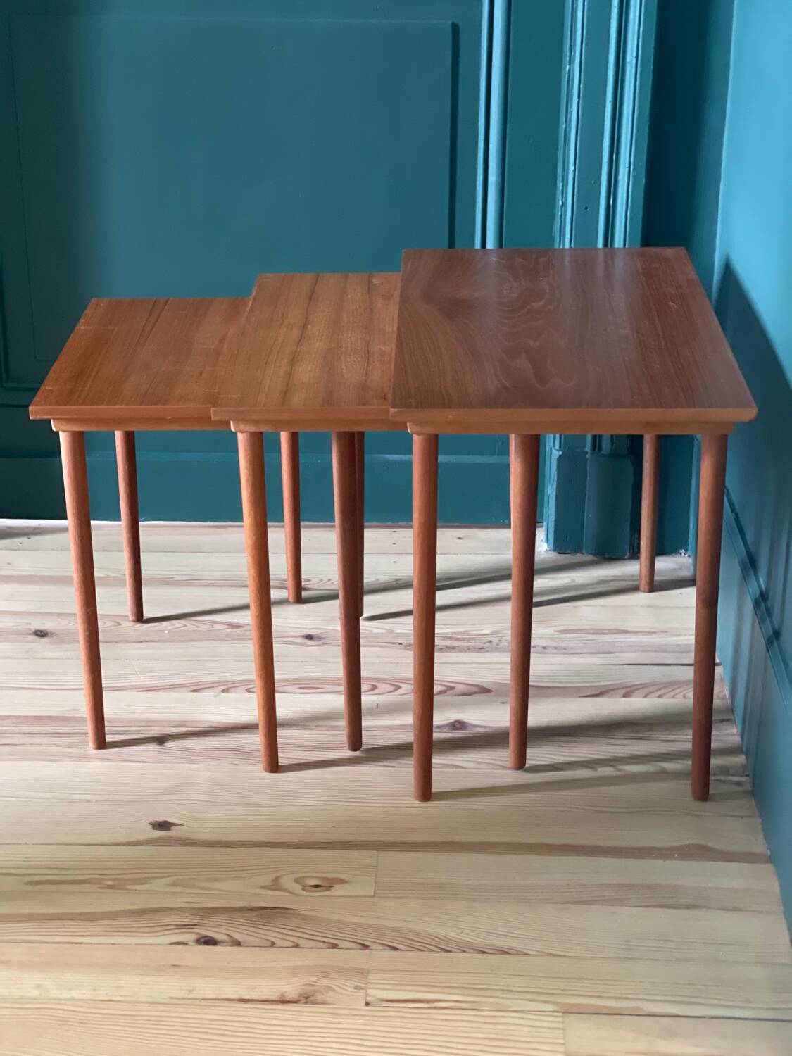 Scandinavian nesting tables in teak