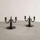 Pair of Vintage Swedish Decorative GAB Bronze Candelabras, 1930s
