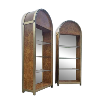 Pair of display cabinets 1970 Vintage Elm Burl