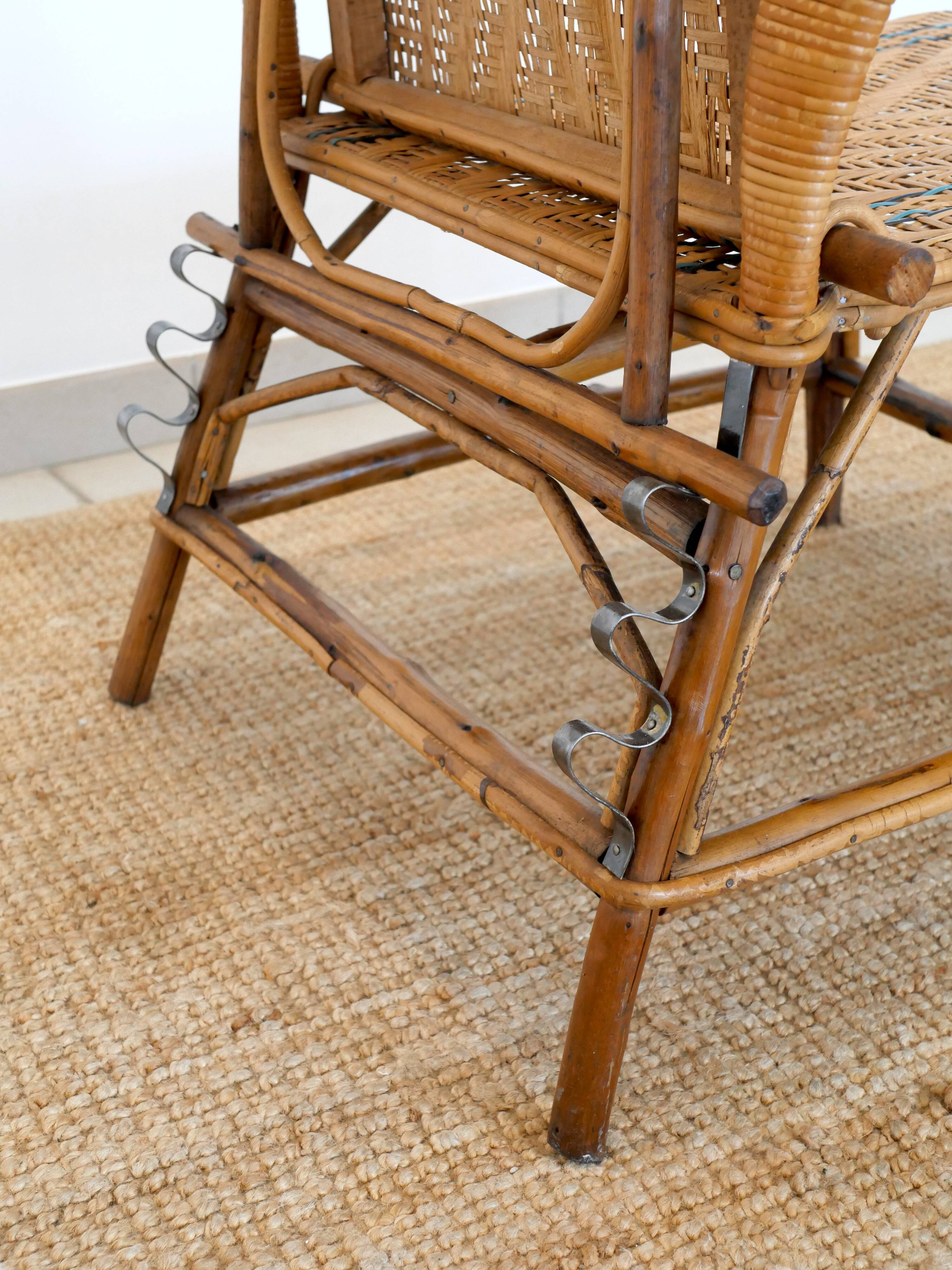 Chaise longue en osier années 30