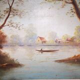 Table boat on a pond