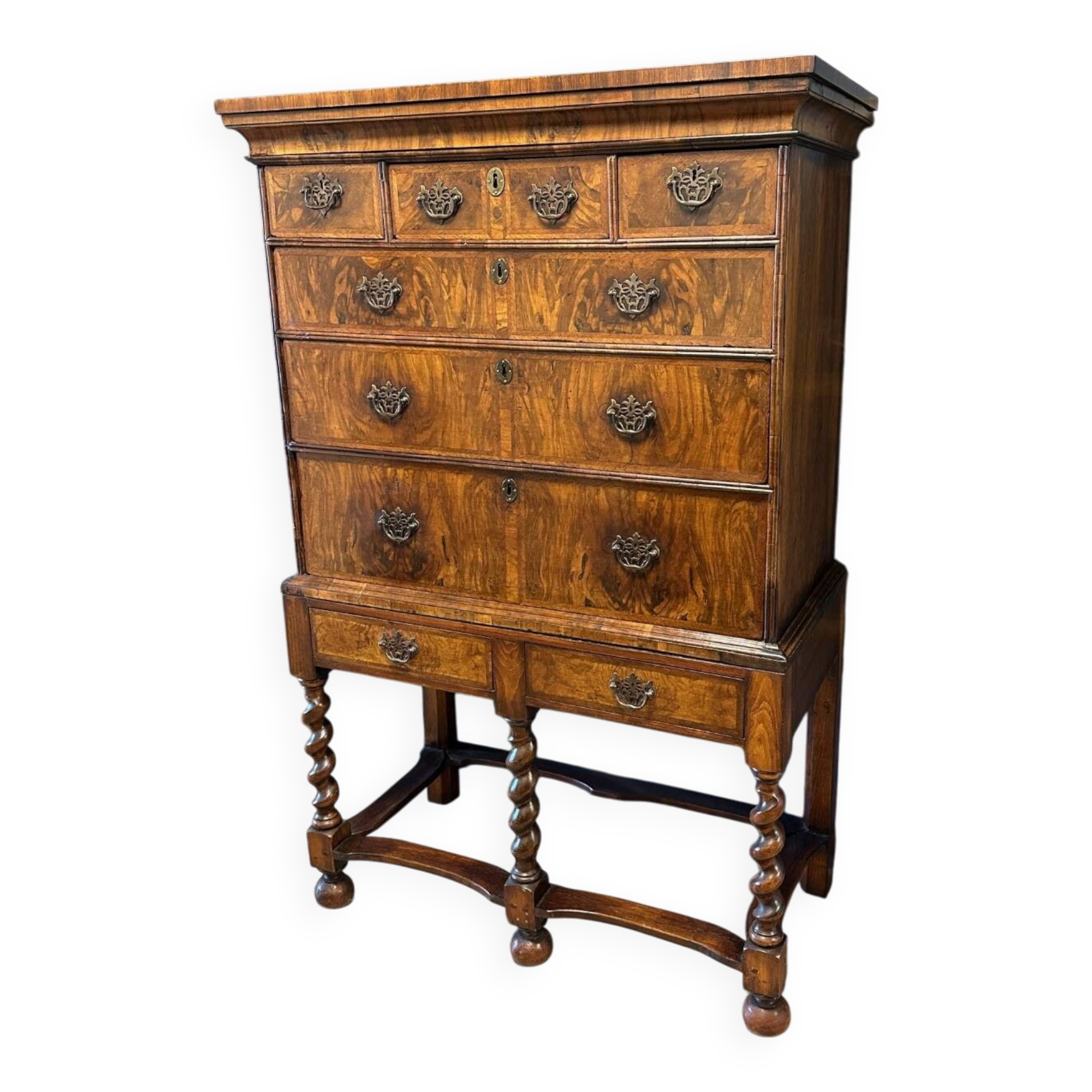 Antique 18th century burl walnut chest of drawers