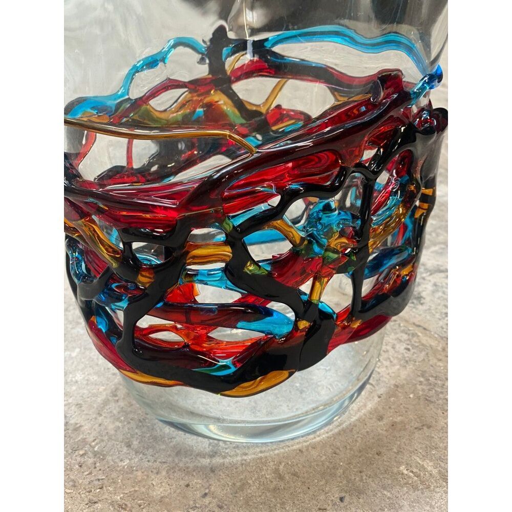 Impressive rostrato orange murano glass vase like venini ercole barovier style