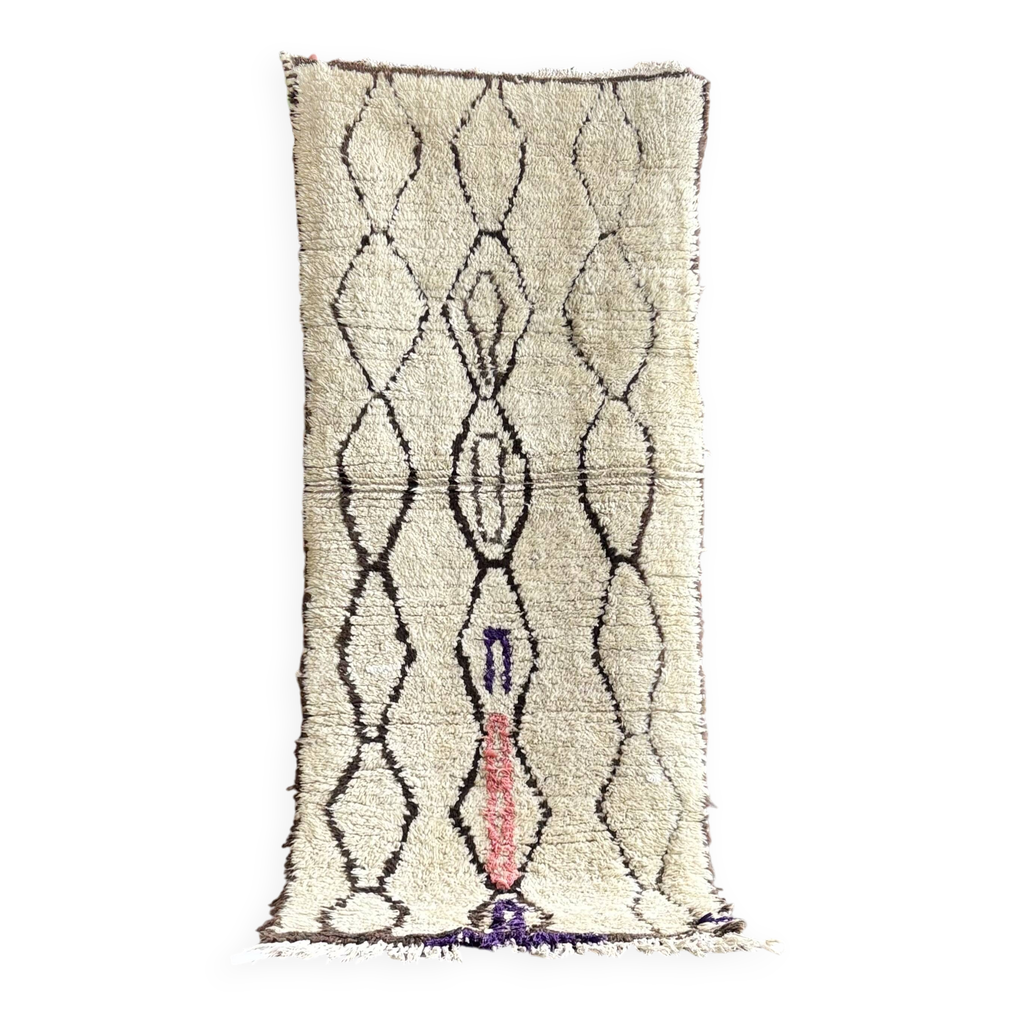 Tapis Beni Ouarain marocain  vintage – 90x180 cm