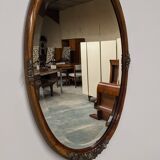 Art Deco Flamed Mahogany Oval Mirror Circa 1910