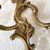Paire d'appliques en laiton avec pampilles style rocaille