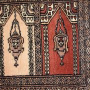 Tapis vintage fait main Bukhara de prière en laine rouge (45cm x 101cm)