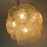 Mid century pendant light with 30 acrylic discs like ice glass 1960s 1970s